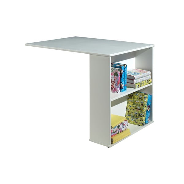 Pat pentru copii  alb înalt din lemn masiv de pin cu spațiu de depozitare 90x200 cm SCOTT – Vipack-image-3