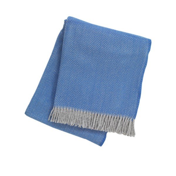 Pled din amestec de bumbac Euromant Skyline II, 140 x 180 cm, albastru