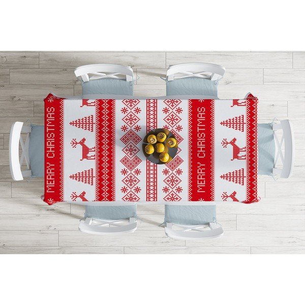 Față de masă din amestec de bumbac cu model de Crăciun Minimalist Cushion Covers Nordic Knit, 140 x 180 cm-image-1