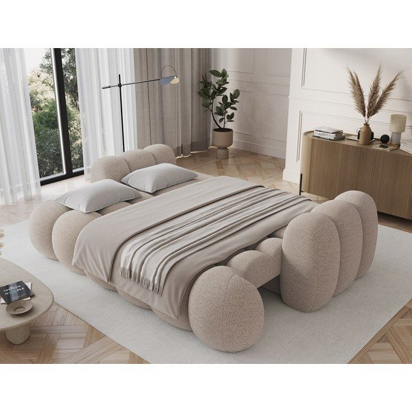 Canapea bej extensibilă cu tapițerie din țesătură bouclé 256 cm Cotonn – ELTAP-image-3