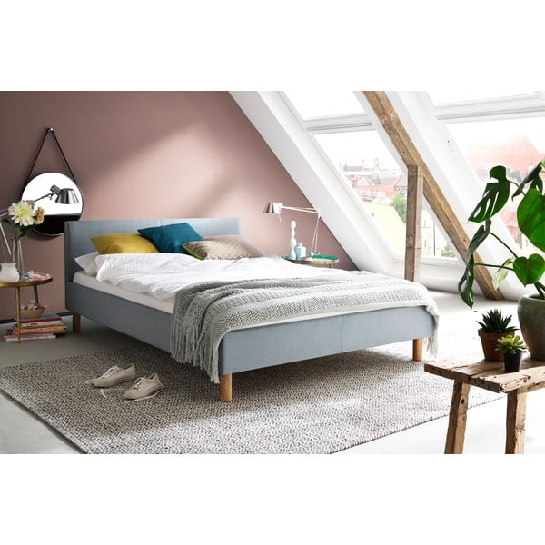 Pat albastru/gri tapițat fără somieră 120x200 cm Lena – Meise Möbel-image-1