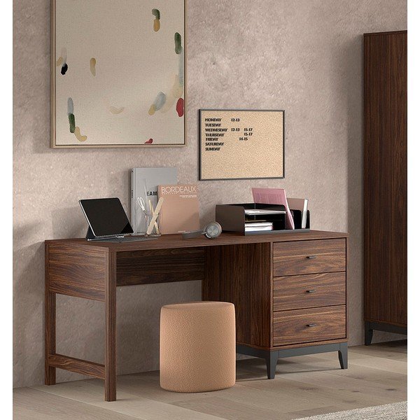 Birou cu aspect de lemn de nuc 70x140 cm Ilyas – Vipack-image-1