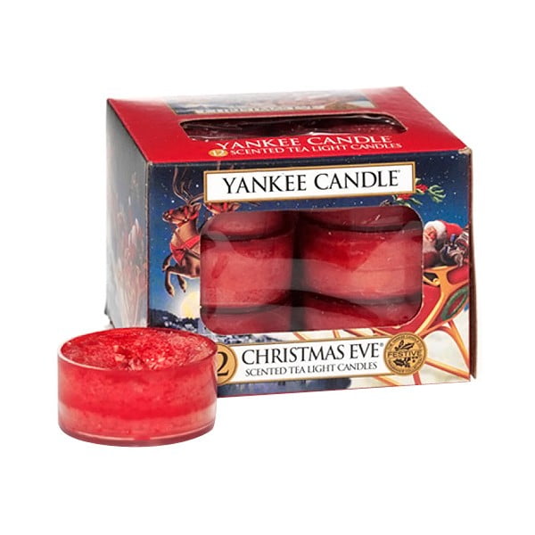 Set 12 lumânări parfumate Yankee Candle Christmas Eve, timp de ardere 4 h
