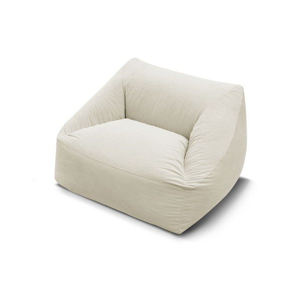 Fotoliu bean bag bej cu tapițerie din catifea reiată Lilibet – Bobochic Paris-image-3