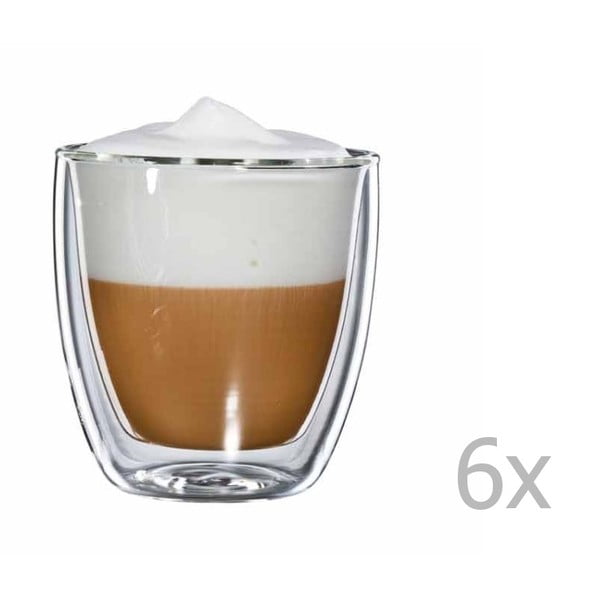 Set 6 căni din sticlă pentru cappuccino bloomix
