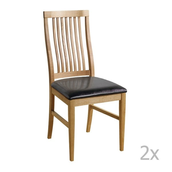 Set 2 scaune cu șezut negru  Folke Kansas, culoare naturală