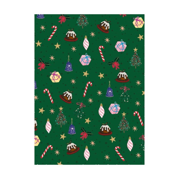 5 coli de hârtie de împachetat verde eleanor stuart Christmas Fun, 50 x 70 cm