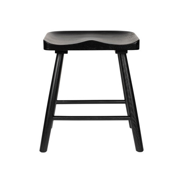 Scaun tip taburet negru din lemn de stejar Vander – White Label