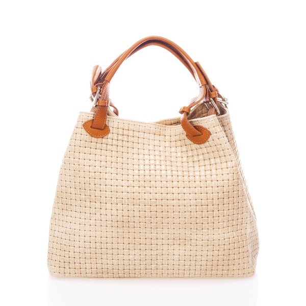 Geantă din piele Federica Bass Hydri, crem-image-1