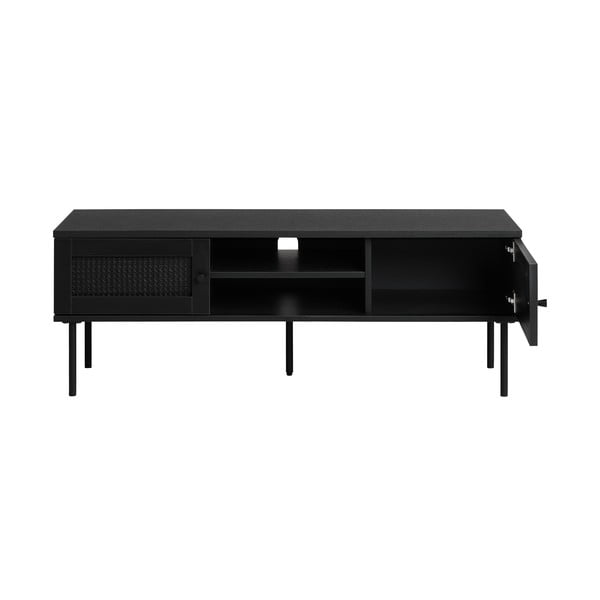 Masă TV neagră cu aspect de lemn de stejar 120x43 cm Pensacola – Unique Furniture-image-3