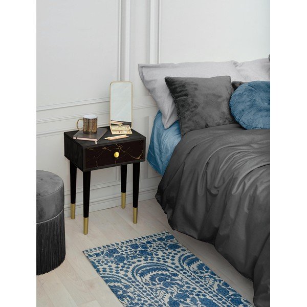 Covor tip traversă din amestec de bumbac Velvet Atelier Blue Flowers, 55 x 135 cm-image-3
