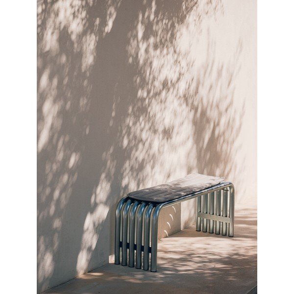 Bancă de grădină argintie din metal Nokk – noo.ma-image-1