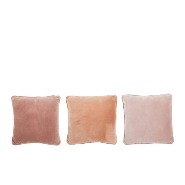Set 3 perne J-Line Pink Velvet, 45 x 45 cm