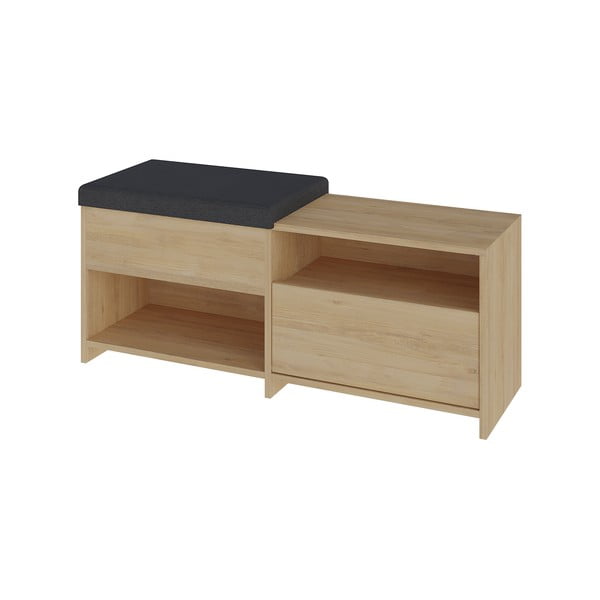 Pantofar în culoare naturală cu bancă cu aspect de lemn de stejar Romi – Marckeric