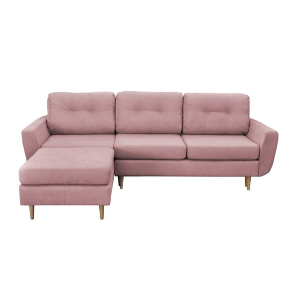 Canapea extensibilă cu picioare de culoare deschisă Mazzini Sofas Tulipe, pe stânga, roz deschis
