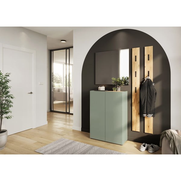 Set pentru hol alb cu aspect de lemn de stejar 104x200x33 cm Alviano – Germania-image-1