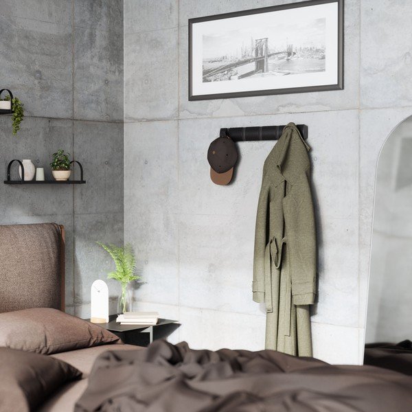 Cuier de perete negru din lemn masiv de plop Flip – Umbra-image-1