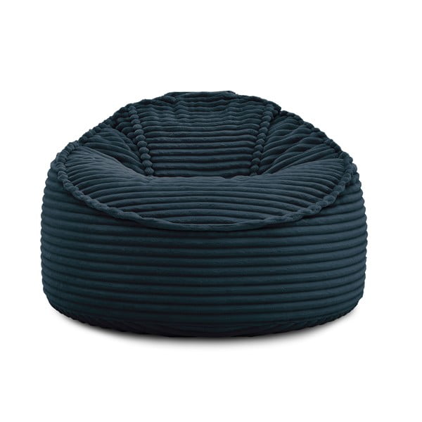 Fotoliu bean bag albastru închis cu tapițerie din catifea reiată Socrate – Bobochic Paris