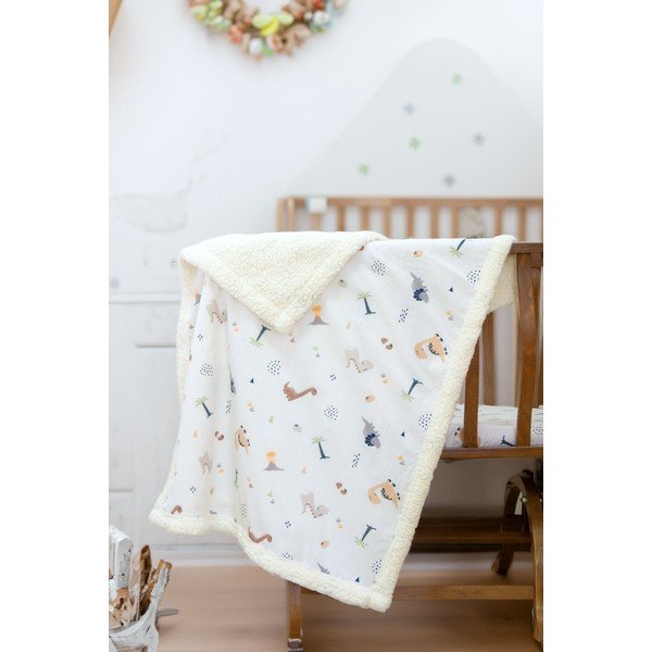 Pătură pentru copii albă din bumbac ranforcé 75x100 cm Dinozor – Mijolnir-image-1