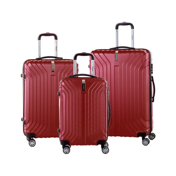 Set 3 valize călătorii pe roți cu încuietoare SINEQUANONE, roșu