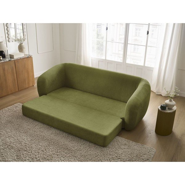 Canapea verde extensibilă cu tapițerie din chenille 228 cm Neyo – Bobochic Paris-image-1