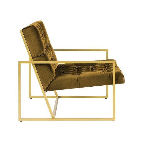 Fotoliu Mazzini Sofas BONO cu structură metalică, auriu - galben-image-3