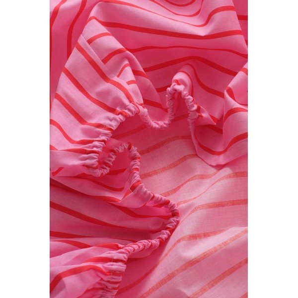 Cearceaf roz din bumbac organic cu elastic 180x200 cm Sima – Jotex