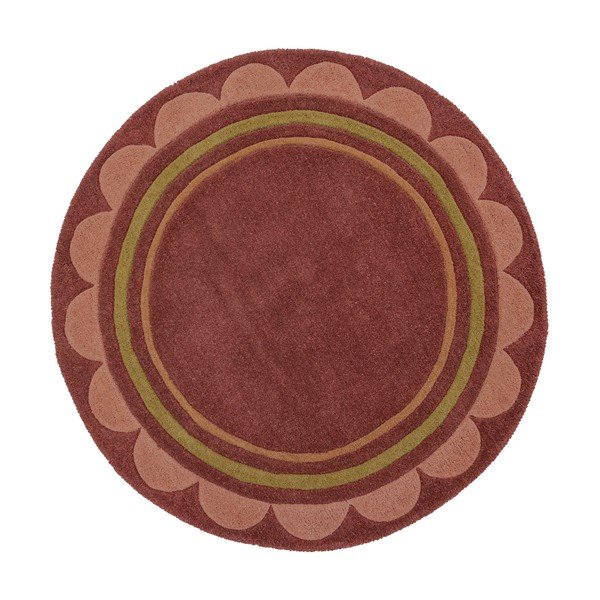 Covor burgundy țesut manual rotund din lână ø 120 cm Lois – Flair Rugs