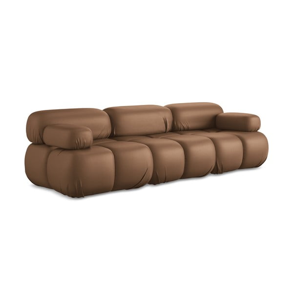 Canapea modulară maro cu tapițerie din imitație de piele 285 cm Lokua – Makamii-image-3