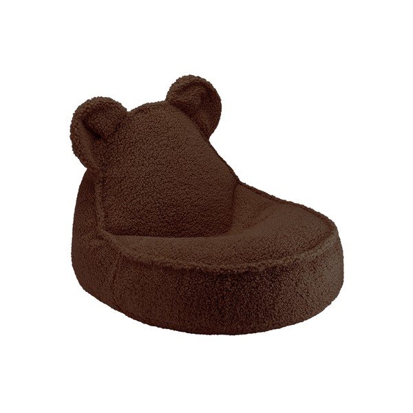 Fotoliu puf pentru copii maro închis cu tapițerie din țesătură bouclé Warm Hazel – Wigiwama