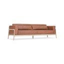 Canapea din piele bovină cu structură din lemn masiv de stejar Gazzda Fawn, 240 cm, maro cognac