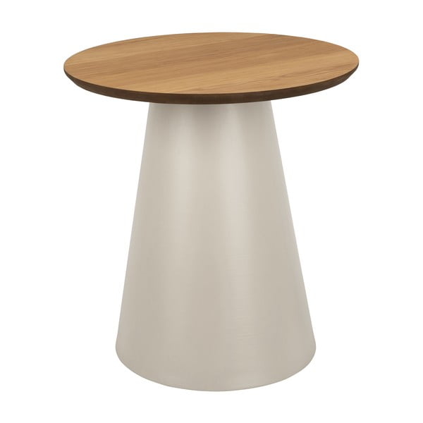 Măsuță de cafea crem/în culoare naturală rotundă cu blat cu aspect de lemn de stejar ø 45 cm Soli – Actona
