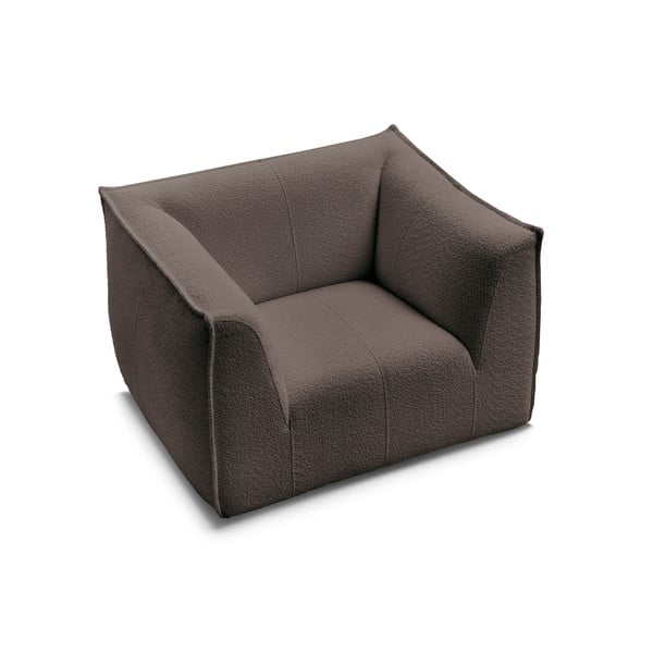 Fotoliu maro cu tapițerie din țesătură bouclé Giorgia – Bobochic Paris-image-4