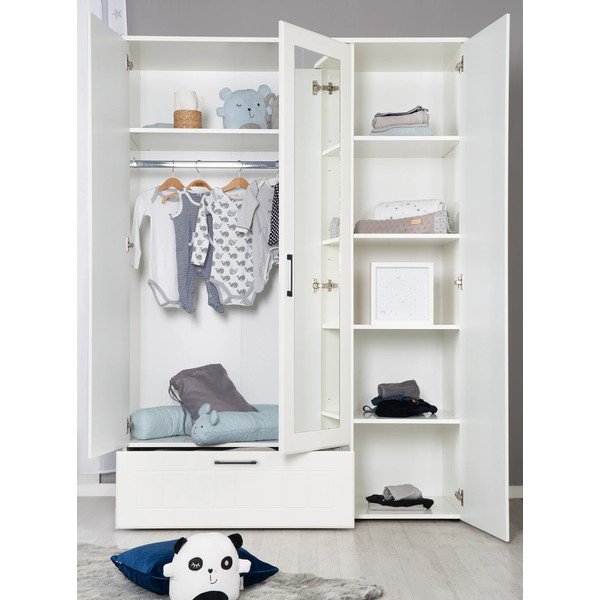 Șifonier pentru copii  alb cu oglindă 139x190 cm Sylt – Roba-image-2