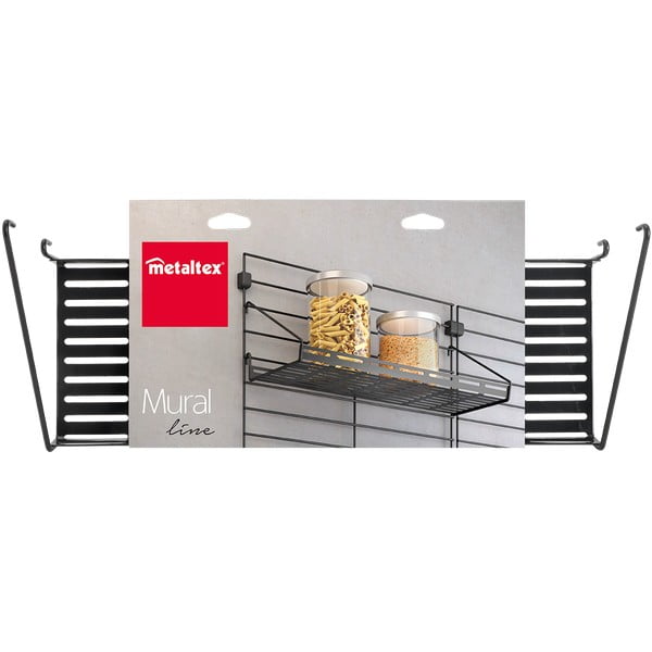Componentă - raft neagră din metal 43x15 cm Mural – Metaltex-image-2