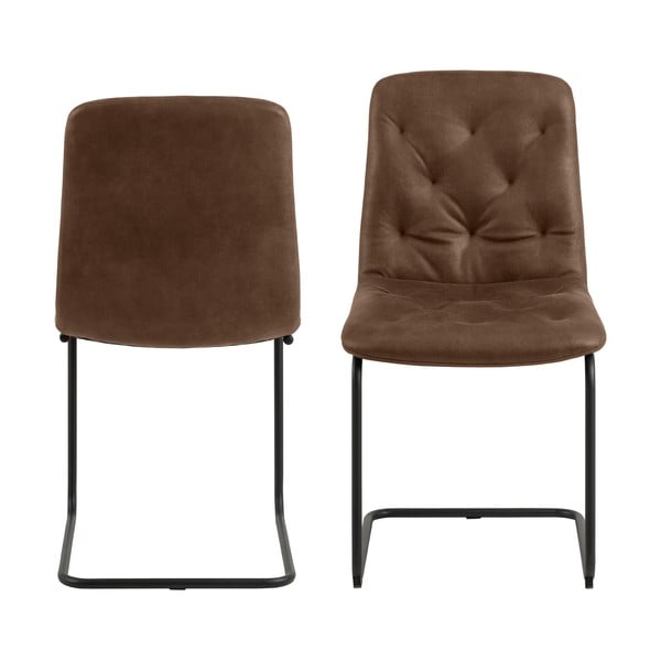 Scaune de dining maro 2 buc. din imitație de piele Kira – Actona-image-2
