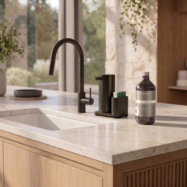 Suport pentru accesorii de spălat bronz automat din metal – simplehuman-image-1