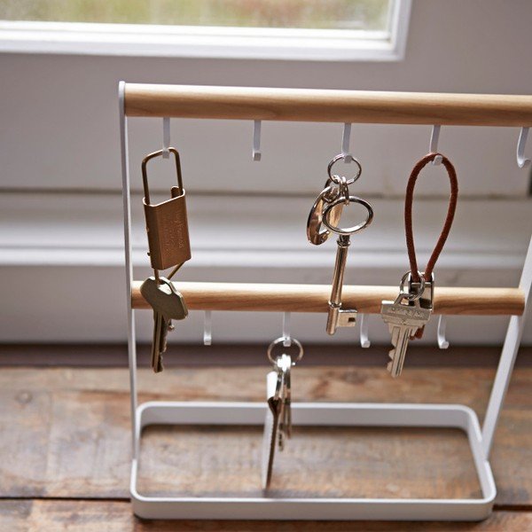 Cuier pentru chei cu detalii din lemn de fag YAMAZAKI Tosca, alb-image-3