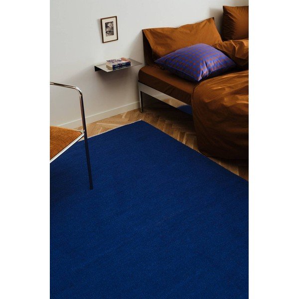 Covor albastru țesut manual din amestesc de lână 160x230 cm Row – Jotex-image-1