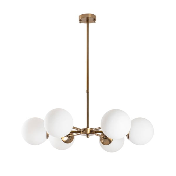 Lustră albă/alămie cu abajur din sticlă ø 73 cm Akkas – Opviq lights