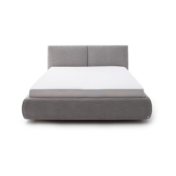 Pat matrimonial gri tapițat cu spațiu de depozitare cu somieră 180x200 cm Atesio – Meise Möbel-image-2