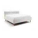 Pat matrimonial gri deschis tapițat cu spațiu de depozitare cu somieră 180x200 cm Lotte – Meise Möbel