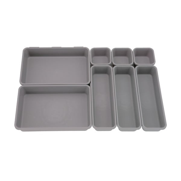 Organizatoare de sertare din plastic gri în set de 8 - Addis-image-3