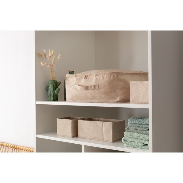 Cutii de depozitare bej 2 buc. din material textil 14x12x12 cm Sandy – Compactor-image-1
