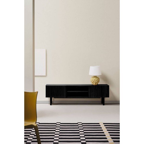 Comodă TV neagră cu aspect de lemn de frasin 160x50x43 cm Sion – Jotex-image-1