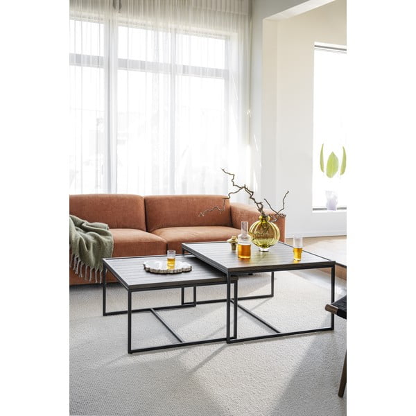 Măsuță de cafea maro închis cu blat din lemn de stejar ø 80 cm Deerfield – Rowico-image-3