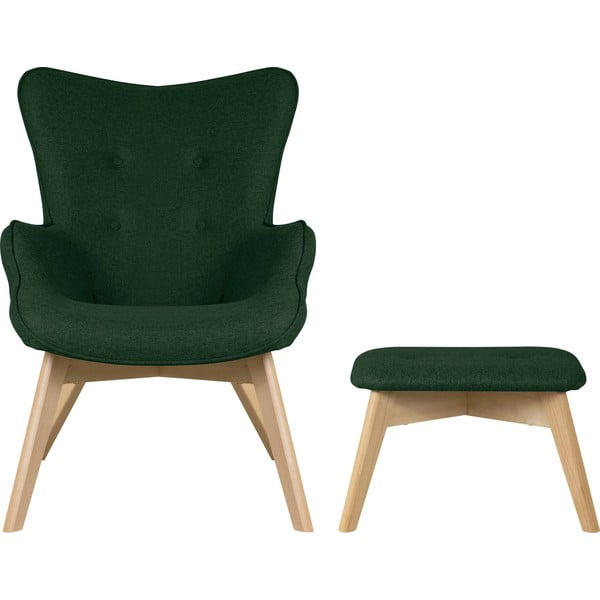 Fotoliu cu taburet verde închis Niko – Ropez-image-2