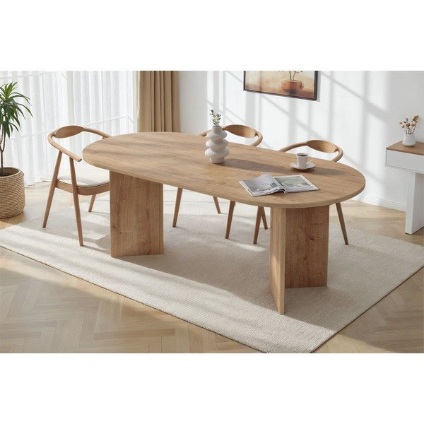 Masă de dining cu aspect de lemn de stejar 90x200 cm Sabella – Kalune Design-image-1