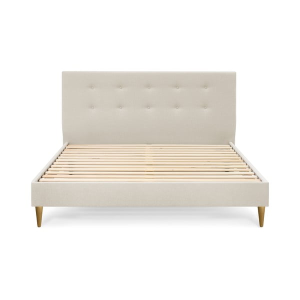 Pat matrimonial 180x200 cm bej tapițat cu somieră Rory – Bobochic Paris-image-2