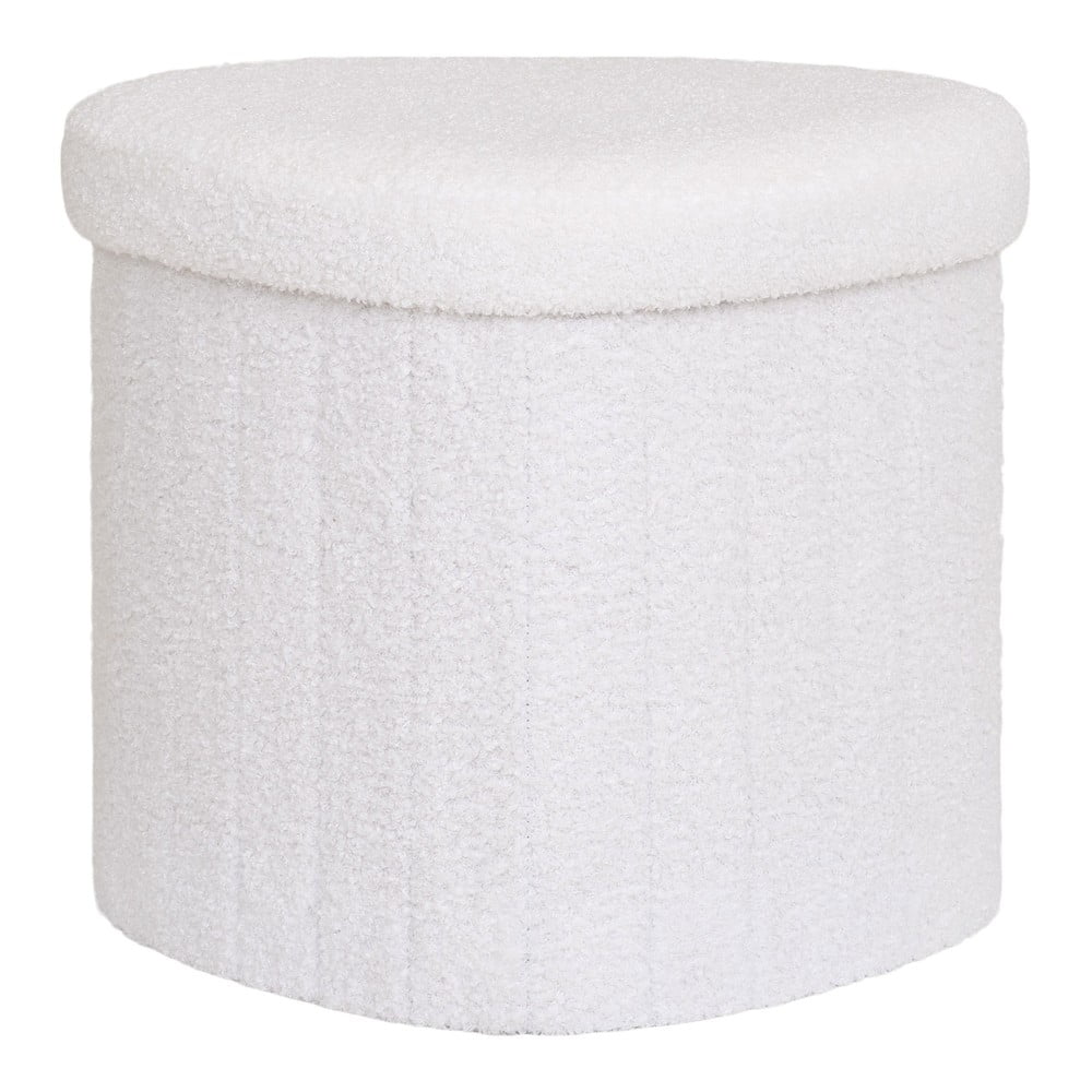 Taburet alb cu tapițerie din țesătură bouclé Medford – House Nordic